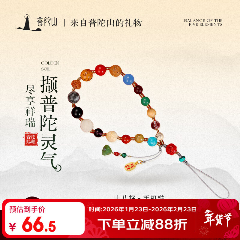 普陀山官方正品十八籽手机链多宝菩提手机挂绳招财手机挂饰情侣生日礼物