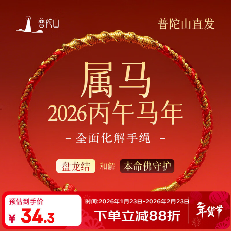 普陀山手绳生肖本命年红绳手绳盘龙手链转运护身送男女友新年本命年礼物