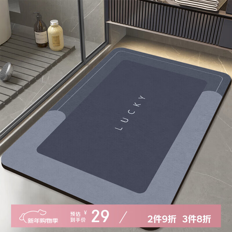 布迪思浴室地垫吸水入户厨房卫生间厕所进门口防滑脚垫家用垫子60*40CM