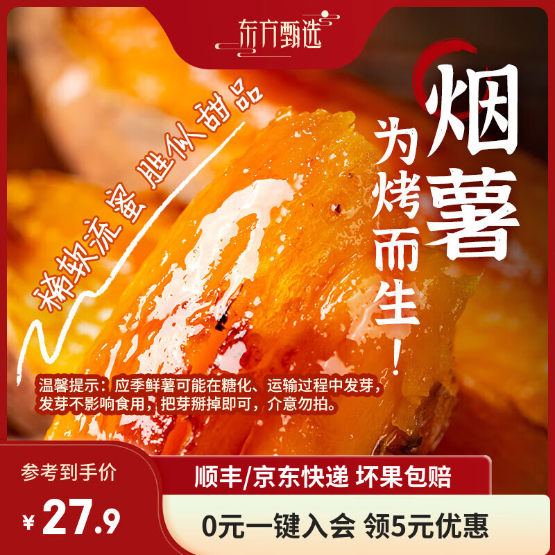 东方甄选烟薯糖心蜜薯流油流蜜香甜软糯空气炸锅烤红薯产自山东坏果包赔 【4.5斤装】单果约150g+（约6-15根）