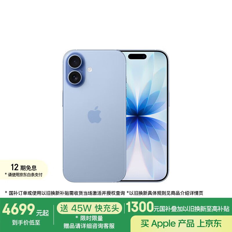 Apple/苹果 iPhone 17 256GB 青雾蓝色 支持移动联通电信5G 双卡双待手机