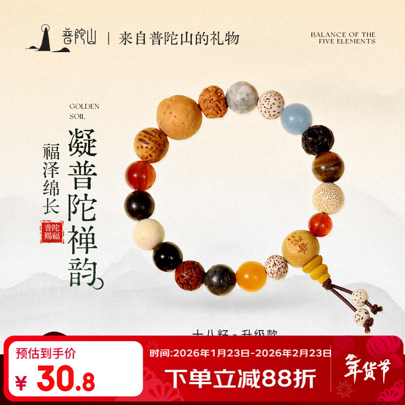 普陀山十八籽菩提手串多宝佛珠手链手持护身符情侣生日礼物