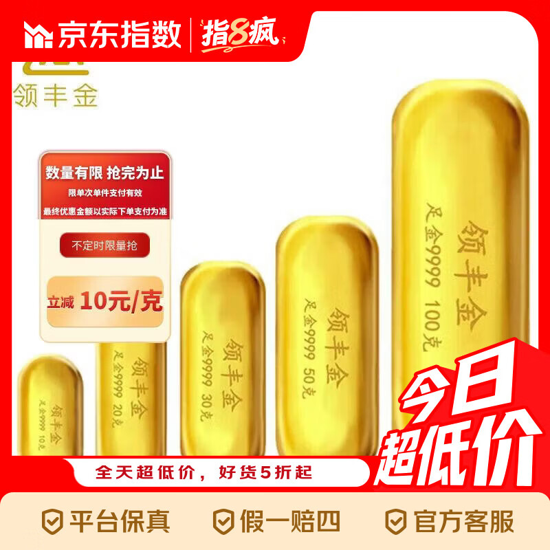 领丰金（LING FENG GOLD）足金9999黄金投资金条刻字定制春节日送人礼物 10g