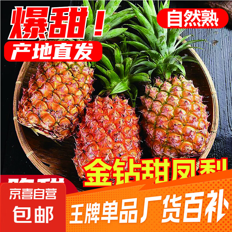 海南金钻凤梨装正宗无眼果园新鲜水果当季特产17号年货送礼 1粒装单果1-1.5斤