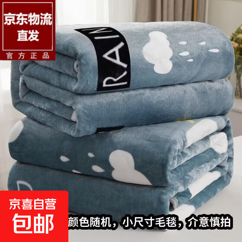 【加厚】冬天保暖双面绒速热加厚宿舍办公室午睡毯毛毯宠物可用毯 颜色花型款式随机 100*150cm午休毯