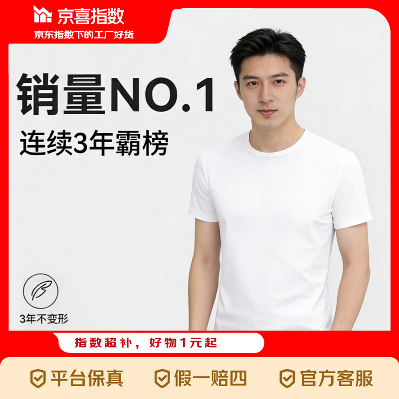 京喜指数 短袖t恤衫男士夏季新款冰丝透气吸汗圆领百搭休闲上衣服 白色【厂家直销 清仓特价】 3XL 【建议150-180斤】
