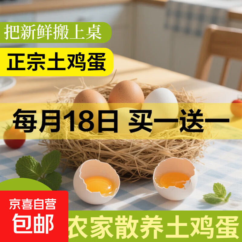 海佑五谷喂养农家鲜鸡蛋新鲜鸡蛋柴鸡蛋下单即下蛋 生鲜京东超市 土鸡蛋10枚400g+