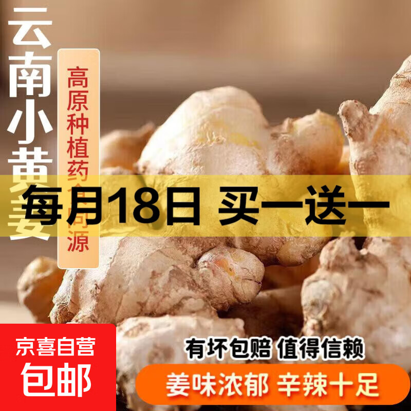 云南小黄姜新鲜现挖辛辣正宗高原有机生鲜蔬菜佐料批发 现挖现发 云南小黄姜带箱1斤