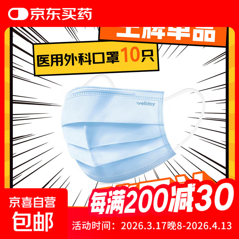 一次性医用外科口罩三层防护灭菌级成人外科防病毒细菌雾霾防风 成人【外科灭菌级】蓝色10只