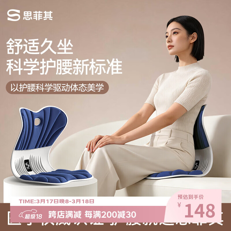 思菲其护腰坐垫人体工学椅子坐垫护腰靠垫护腰久坐神器沙发垫坐姿椅礼物