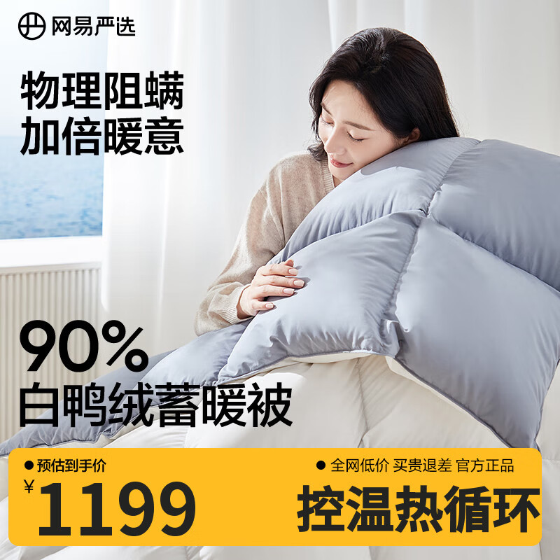 网易严选被子羽绒被鸭绒被 90%白鸭绒A类抗菌阻螨静音冬被 1000g 2*2.3m