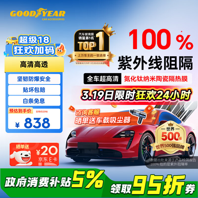 固特异（Goodyear）汽车贴膜 琥珀70SE系列汽车玻璃膜汽车膜全车膜防晒隔热车窗膜膜隐私膜