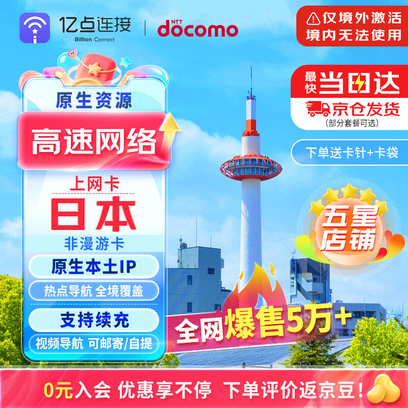 日本电话卡手机上网卡5G/4G高速网络含无限流量旅游sim卡包邮 15天15GB总量 低速无限 上网卡