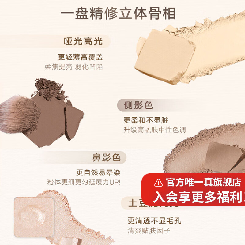 向日花高光修容盘新手高光修容一体哑光高光阴影鼻影膨胀面部提亮 04#柔影盘【适合黄皮、自然肤色】