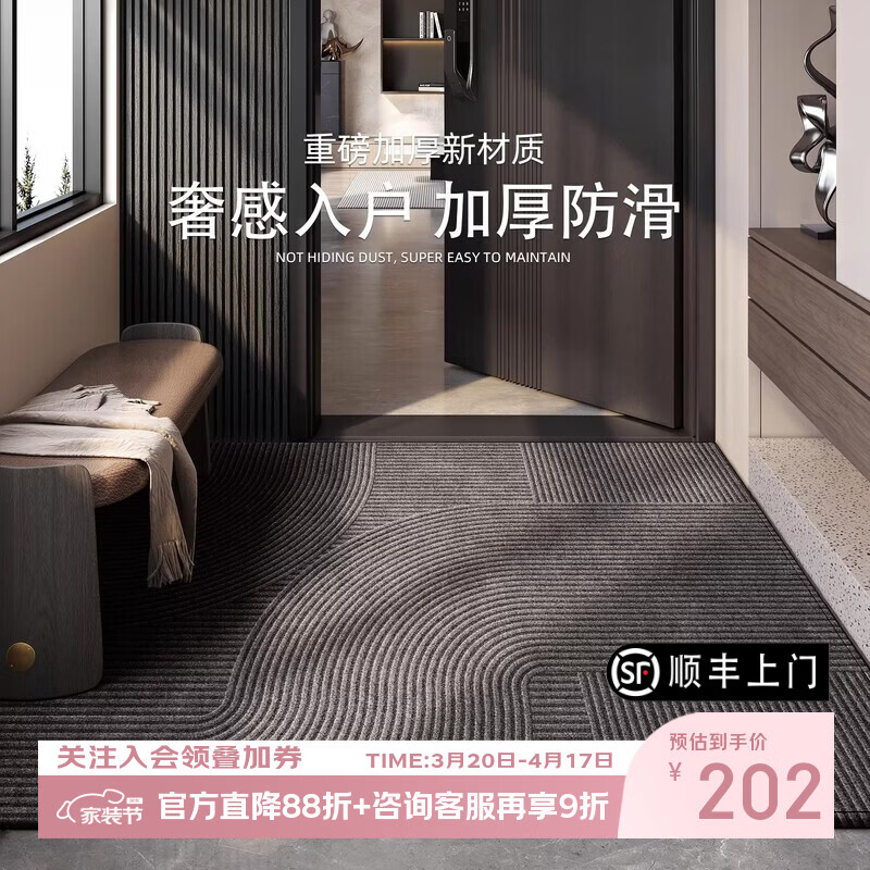 像素入户门垫进门地垫2026新款轻奢高级门口脚垫耐脏防滑室外玄关地毯 新升级加厚巨防滑-27830 120*120cm【厚度适中 不易卡门】