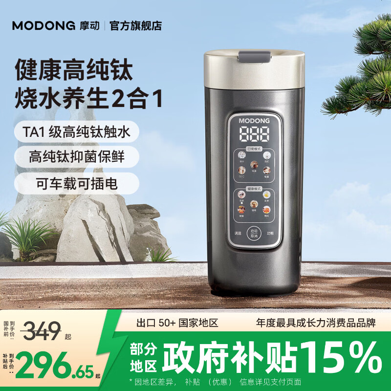 摩动烧水杯电热水杯便携式烧水壶304/316不锈钢出差小型电热水壶保温恒温壶加热自动保温杯旅行热水壶 0.65L 【礼盒装】高纯钛内胆+车载款+滤网 便携电热水杯