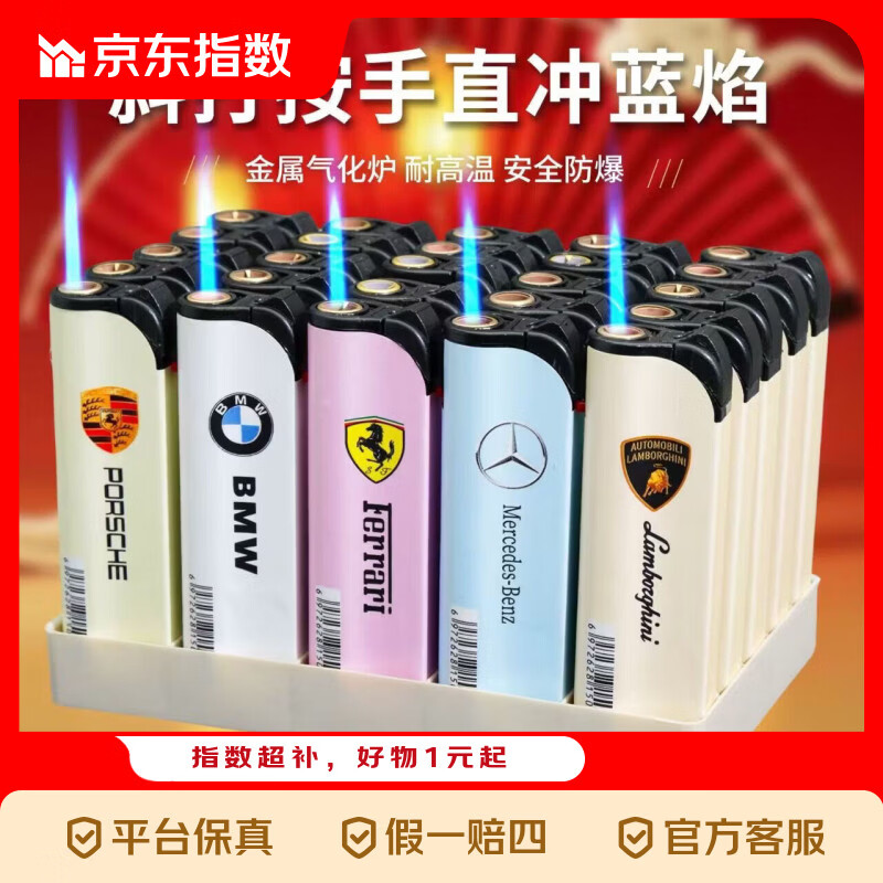 新款包画防风创意车标充气打火机网红高档家用超市 车标(防风) 20支