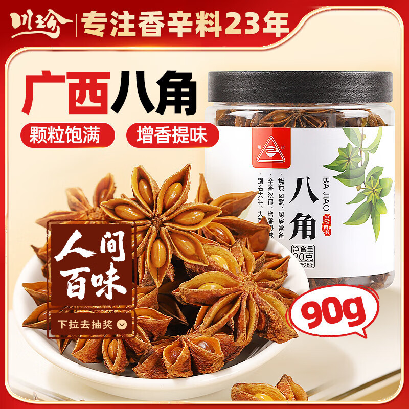 川珍八角90g罐装 广西大料茴香 香辛料 烧炖卤肉调味料佐料火锅底料