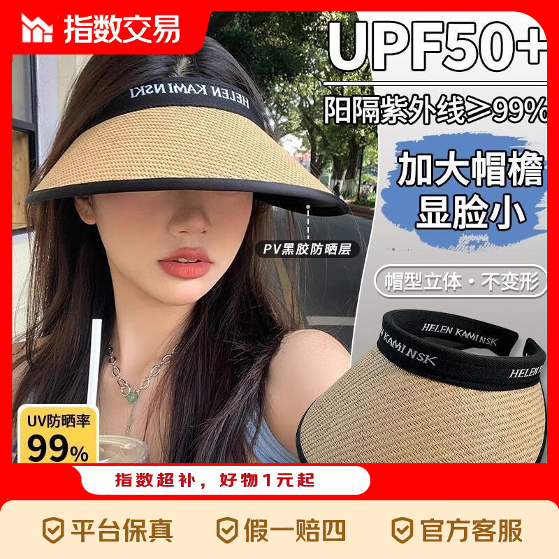 草编遮阳帽子男女春夏遮阳帽开车骑行防晒帽时尚百搭大帽檐 草编帽 咖色 【大帽檐显脸小】 帽围可调节
