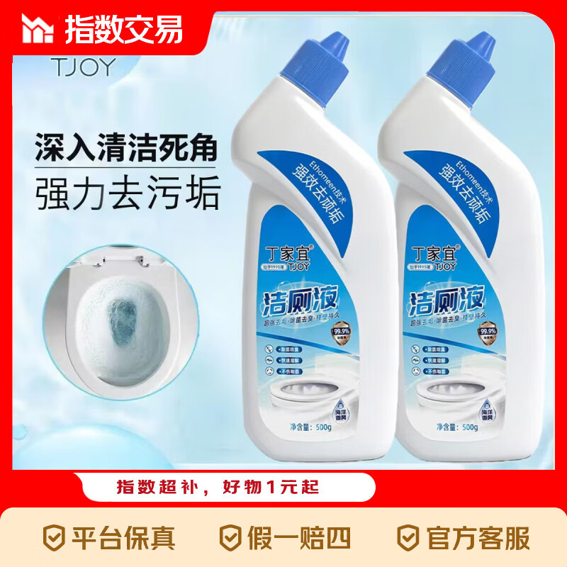 丁家宜（TJOY）洁厕液除菌除臭挂壁去黄垢亮白瓷釉马桶清洁剂洁厕 【海洋微风香洁厕液】500g*2瓶