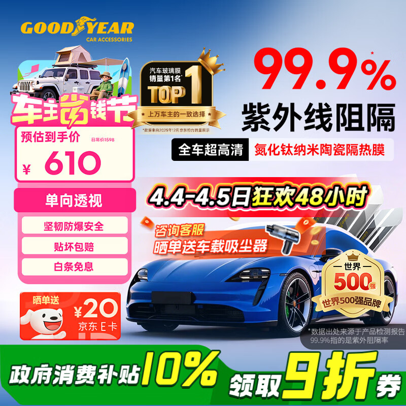 固特异（Goodyear）汽车贴膜 金刚系列汽车隔热膜汽车膜玻璃膜车窗膜汽车膜全车膜防晒隔热防爆太阳膜