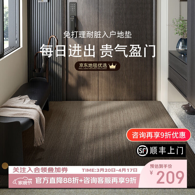 像素地垫入户门垫2026新款轻奢高级进门地毯家用门外玄关耐脏防滑脚垫 浮光跃金-25153 120*180CM【升级法尔曼绒】