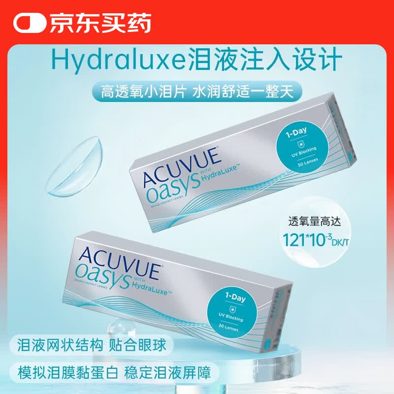 强生安视优欧舒适日抛30片ACUVUE OASYS硅水凝胶隐形眼镜进口近视透明 单盒30片 325度