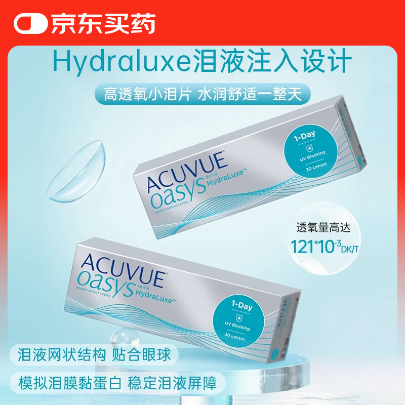 强生安视优欧舒适日抛30片ACUVUE OASYS硅水凝胶隐形眼镜进口近视透明 单盒30片 1000度