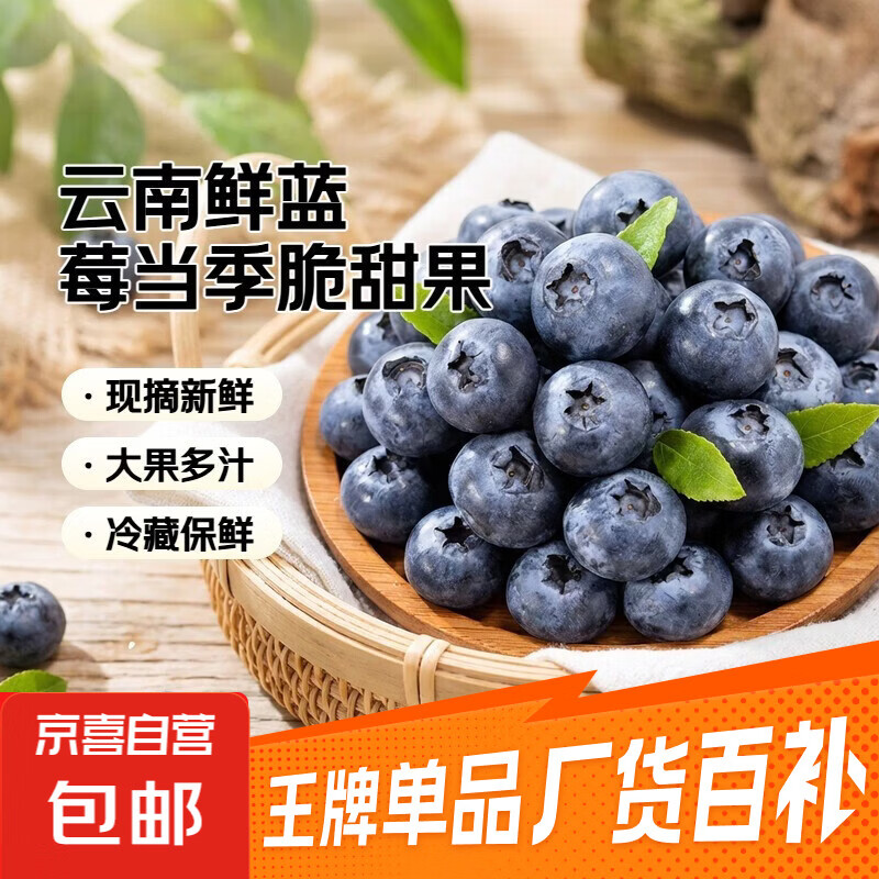 【精品】云南新鲜蓝莓当季脆甜孕妇宝宝辅食护眼水果现摘 15-18mm【1盒装100g/盒】