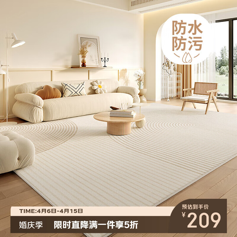 布迪思奶油风地毯客厅2026新款防水免洗可擦抗污纯色沙发家用轻奢高级感 奥兰多B【仿羊绒】 200*300CM【客厅百搭尺寸】