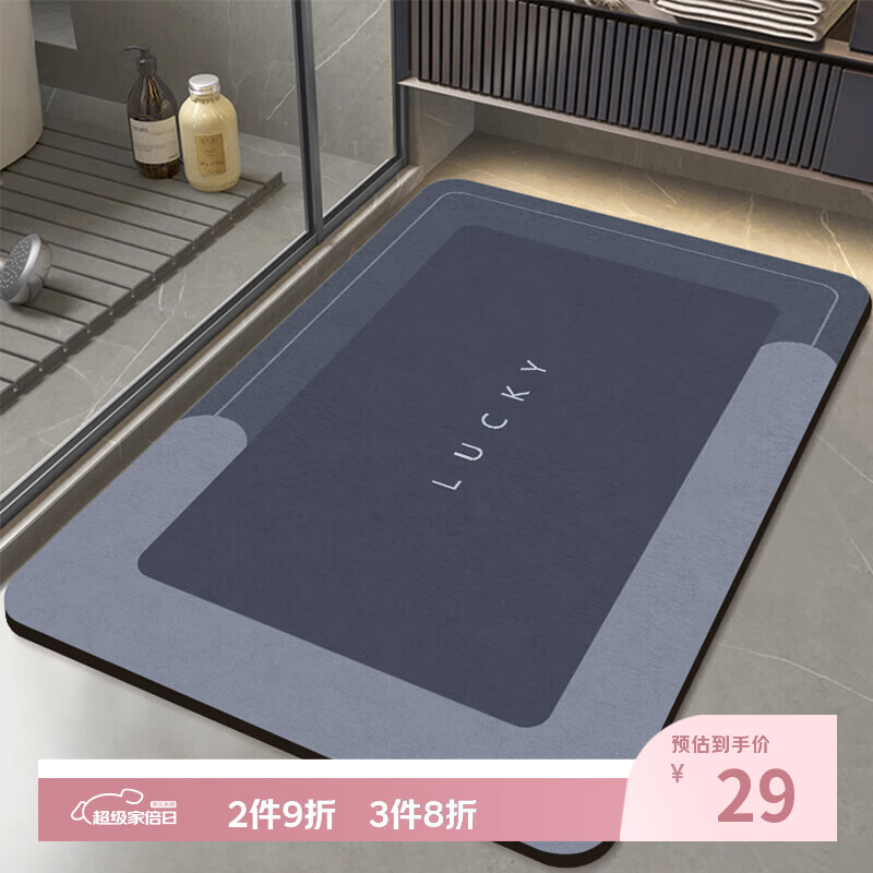 布迪思浴室地垫吸水入户厨房卫生间厕所进门口防滑脚垫家用垫子60*40CM