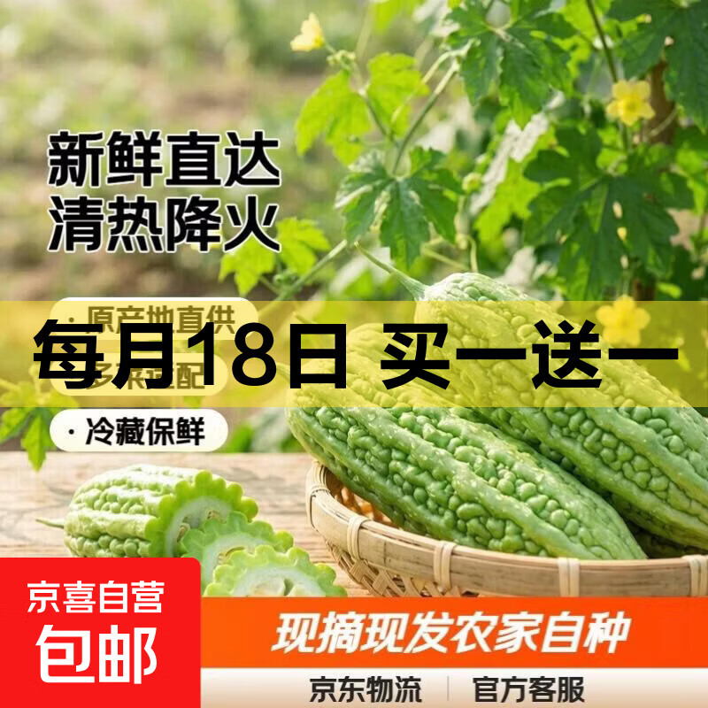 京喜加农家现摘新鲜苦瓜瘦身减脂新鲜蔬菜生鲜夏季清火 1斤 带箱