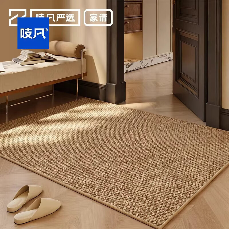 吱凡日本入户门地垫仿剑麻高级感地毯门垫进门门口客厅脚垫可擦免洗垫 仿剑麻-琥珀棕 50×80CM