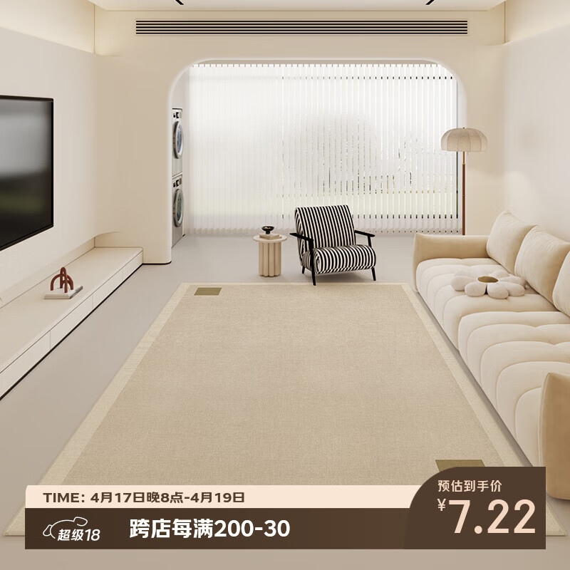 尚锐地毯客厅轻奢高级感防水防滑奶油风大尺寸免洗可擦沙发卧室书房 与尔-G[高密度圈绒] 40x60厘米[体验款