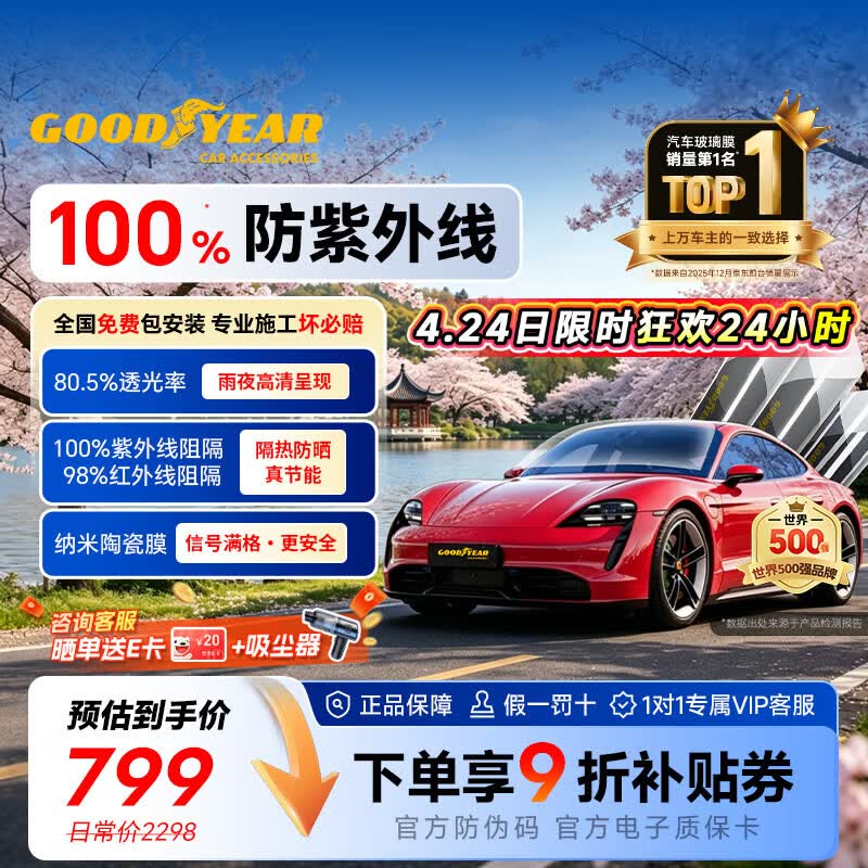 固特异（Goodyear）汽车贴膜 琥珀70SE系列汽车玻璃膜汽车膜全车膜防晒隔热车窗贴膜隐私膜