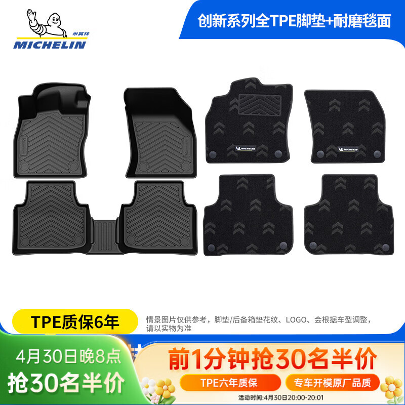米其林（MICHELIN）TPE汽车脚垫特斯拉理想蔚来比亚迪奥迪大众宝马丰田吉利等专用垫