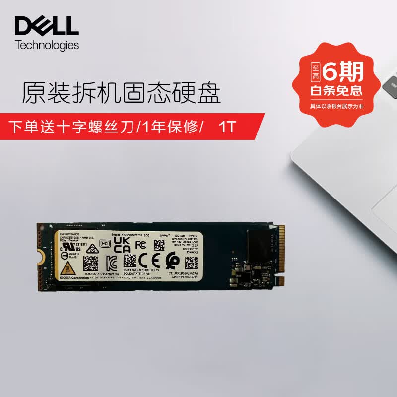戴尔（DELL）原装拆机固态硬盘 M.2 NVME PCIe 4.0 笔记本台式机电脑SSD固态硬盘 1T固态硬盘