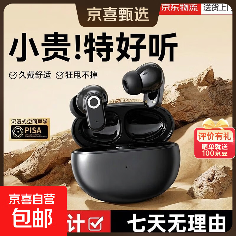曦跃辰【柏林之声】2026新款无线蓝牙耳机超长续航降噪耳塞HiFi高音质迷你苹果安卓手机通用 黑色【万元柏林之音+通话降噪+5.4芯片】超长续航