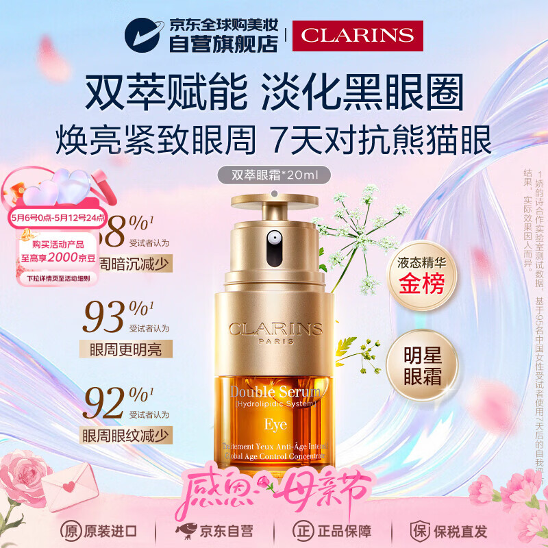 娇韵诗双萃精华眼霜20ml眼部精华抗皱紧致淡纹男女母亲节礼物京东自营