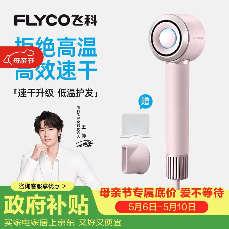 飞科（FLYCO）【王一博推荐】高速电吹风机 520礼物 家用便携出行必备速干负离子大风力护发吹风筒 FH6371钻石粉