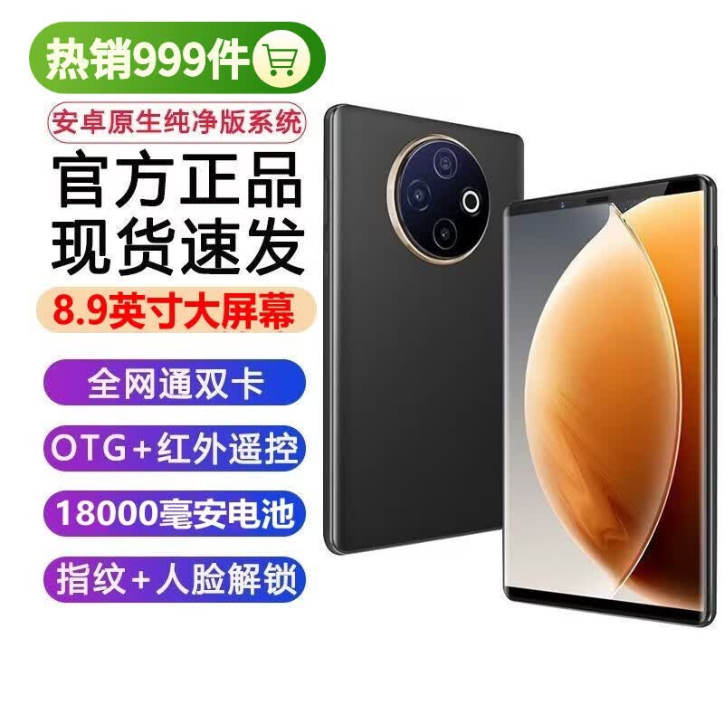 WUHADP正品新款手机512G大内存8.9英寸大屏幕长续航全网通5G双卡双待P300红外遥控指纹解锁智能分屏分身 银色 16GB+256GB 官方标配