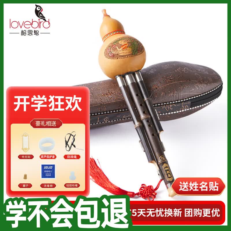 相思鸟葫芦丝乐器 三音降B调 白铜紫竹梅花扣葫芦丝 降b调初学 XS2037