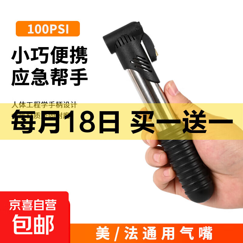 儿童自行车便携式迷你打气筒便携电动车打气筒山地车公路车充气泵 便捷迷你【合金100psi】送球针