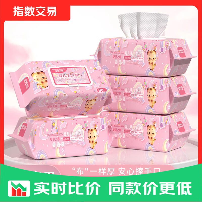 纯水湿巾加厚珍珠纹巨厚婴儿手口宝宝家庭装大包亲肤湿纸巾 大包婴儿湿巾80抽4包