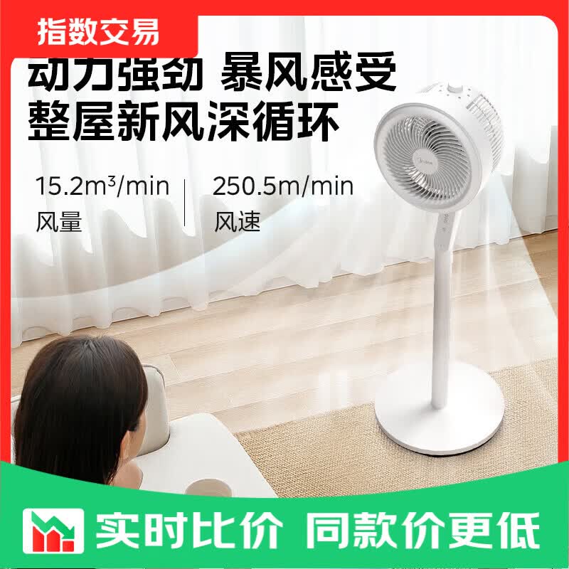 美的（Midea）电风扇 家用七叶立式落地扇宿舍卧室轻音节能摇头桌面小风扇大风力空气循环风扇  【涡轮飓风】强劲风力循环扇FGA24TS