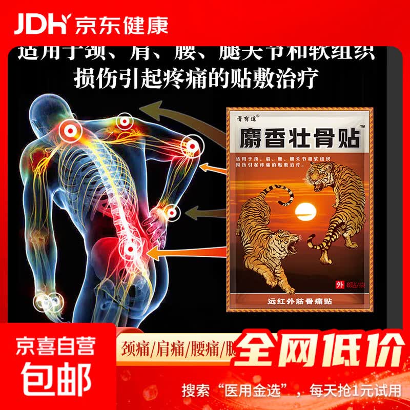 袋装麝香壮骨贴止痛贴用于颈肩腰腿关节盒软组织损伤引起疼痛 1袋/8贴