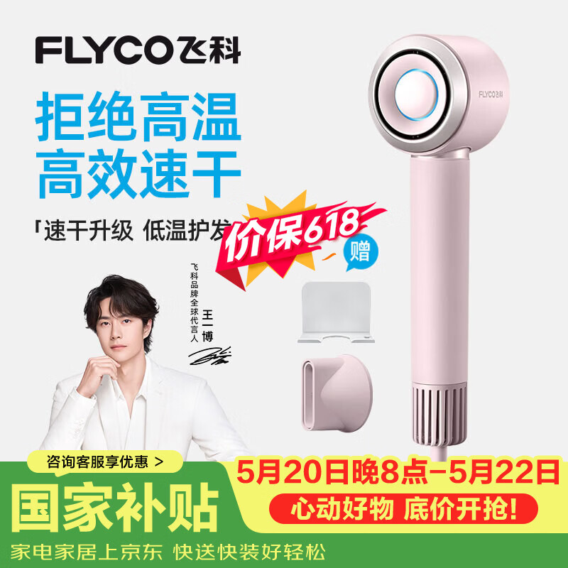 飞科（FLYCO）【王一博推荐】高速电吹风机 节日礼物家用便携出行必备速干负离子护发吹风筒FH6371钻石粉价保618