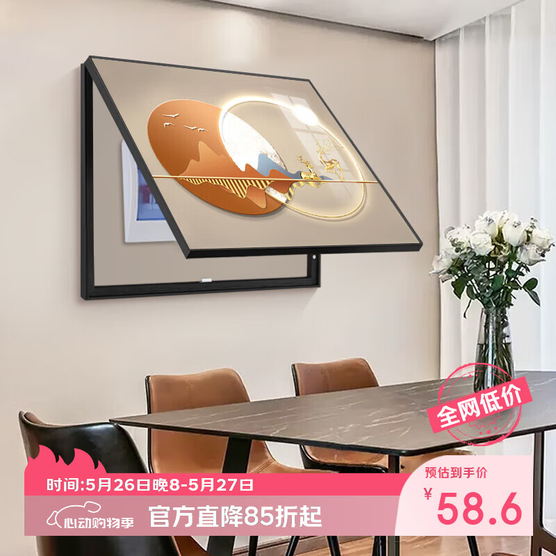 集简季轻奢电表箱装饰画现代配电箱餐厅电闸箱开关遮挡挂画 福禄相迎