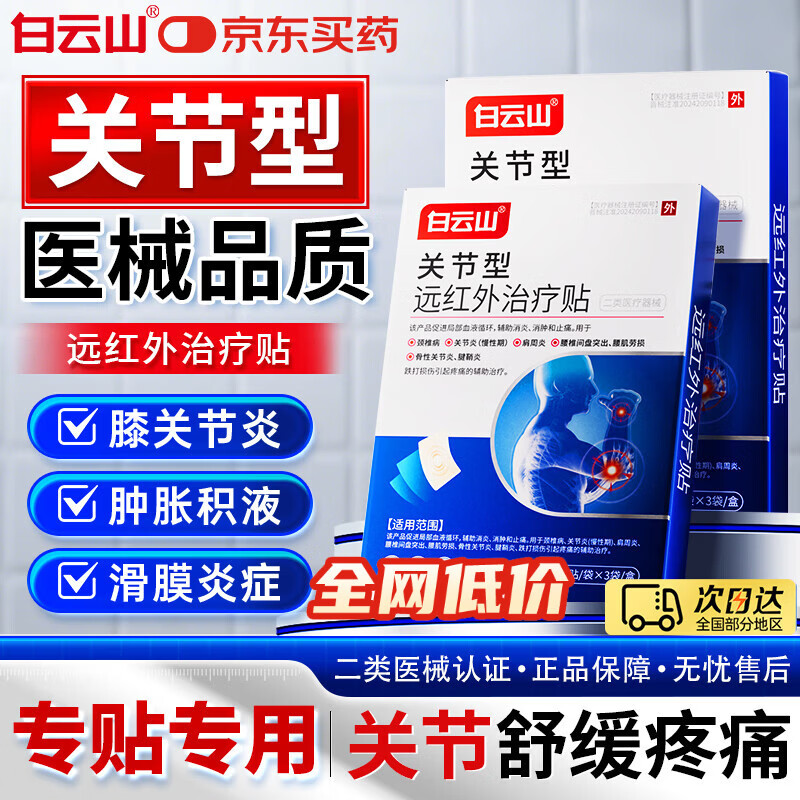 白云山关节贴膝盖贴膝盖积液关节炎滑膜炎专用膏贴半月板损伤腱鞘炎膏贴 2盒改善装 【轻微关节痛缓解】 行业关节贴销冠&多地次日达