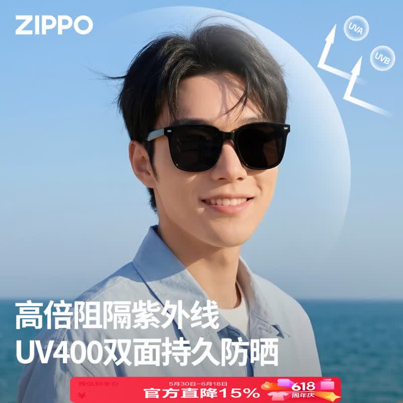 ZIPPO美国偏光墨镜护目男女太阳眼镜防紫外线开车防晒户外69150PC-PL01